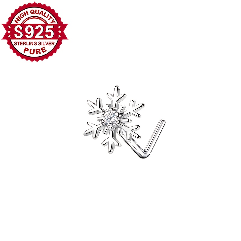 Women's S925 Silver Synthetic Zirconia Snowflake Nose Stud